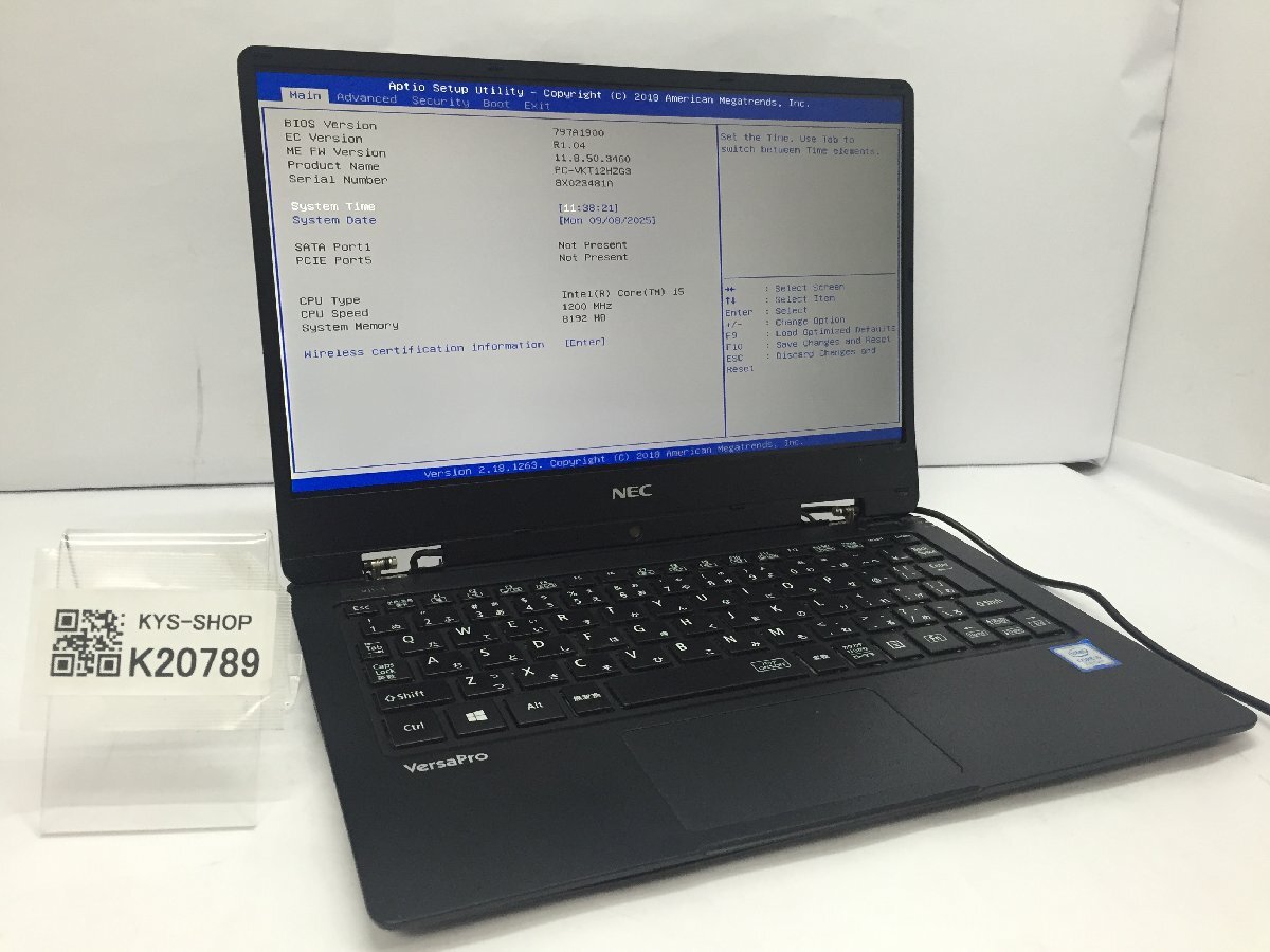 ジャンク/ NEC PC-VKT12HZG3 Intel Core i5-7Y54 メモリ8.19GB ストレージ無し 【K20789】拍卖