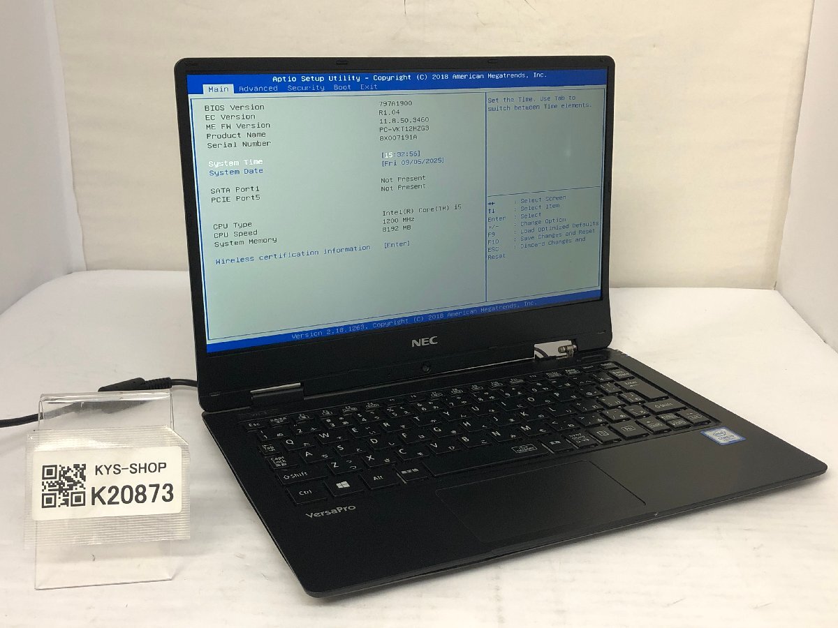 ジャンク/ NEC PC-VKT12HZG3 Intel Core i5-7Y54 メモリ8.19GB ストレージ無し 【K20873】拍卖