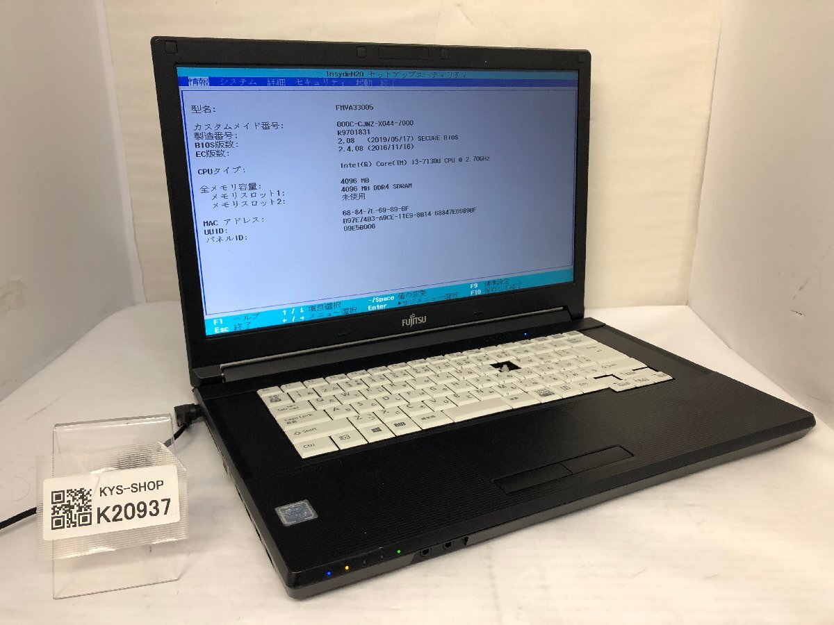 ジャンク/ FUJITSU FMVA33005 LIFEBOOK A577/V Intel Core i3-7130U メモリ4.1GB ストレージ無し 【K20937】拍卖