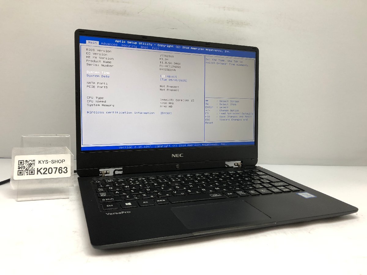 ジャンク/ NEC PC-VKT12HZG3 Intel Core i5-7Y54 メモリ8.19GB ストレージ無し 【K20763】拍卖