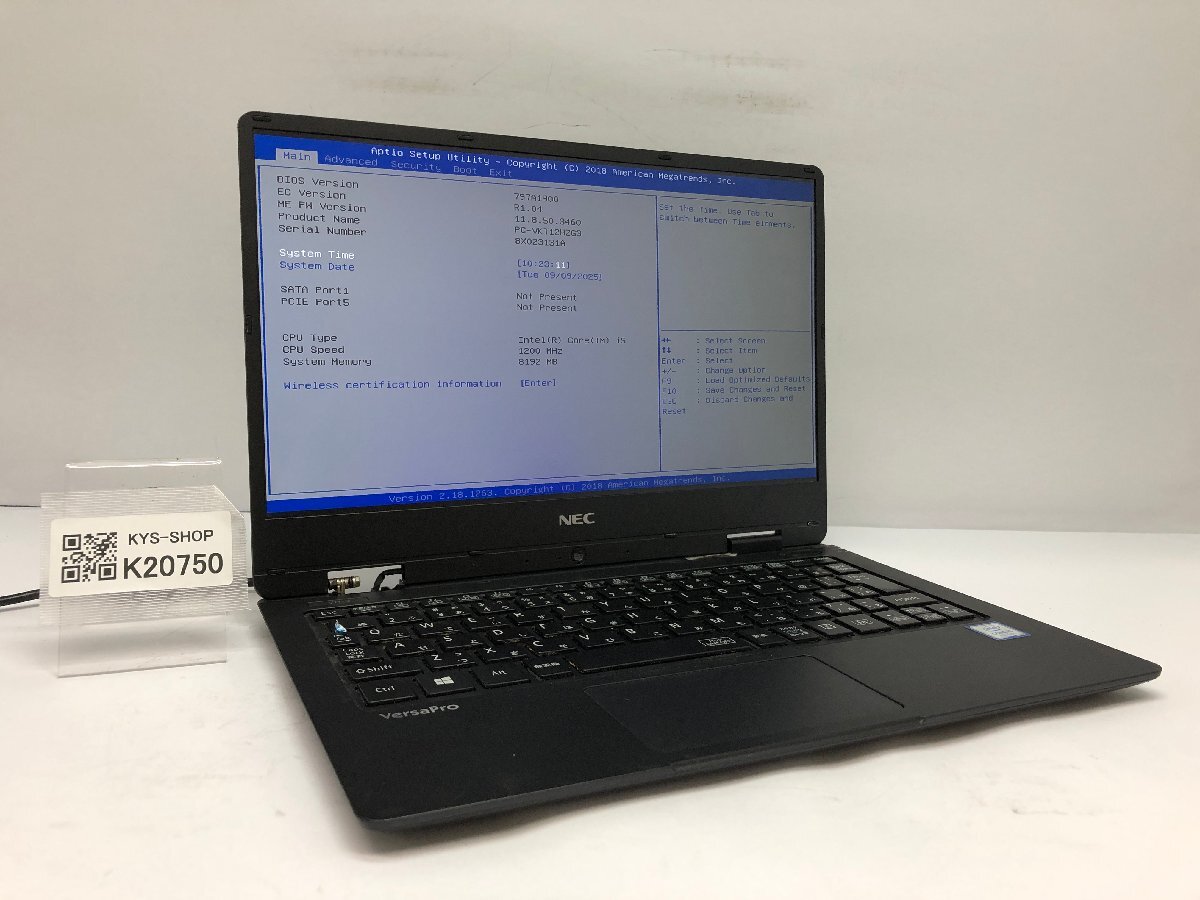ジャンク/ NEC PC-VKT12HZG3 Intel Core i5-7Y54 メモリ8.19GB ストレージ無し 【K20750】拍卖