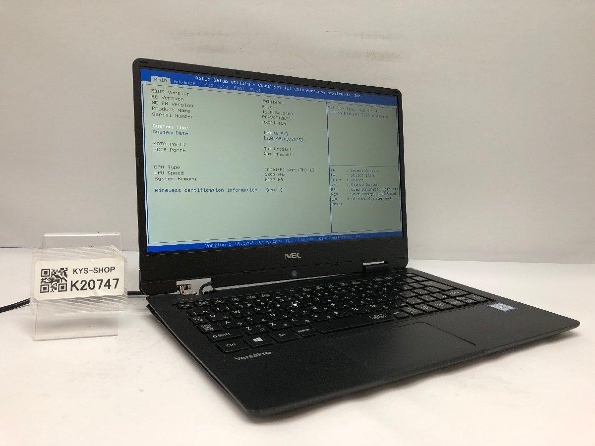 ジャンク/ NEC PC-VKT12HZG3 Intel Core i5-7Y54 メモリ8.19GB ストレージ無し 【K20747】拍卖