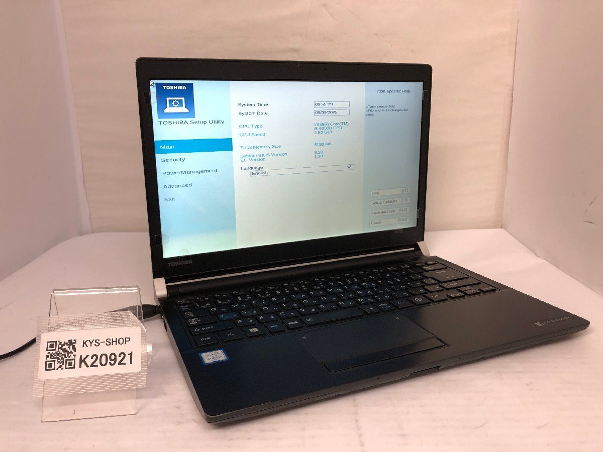 ジャンク/ TOSHIBA dynabook R73/D PR73DBAA43CAD81 Intel Core i5-6300U メモリ8.19GB ストレージ無し 【K20921】拍卖