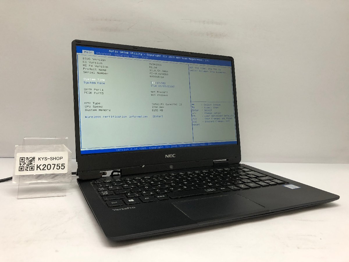ジャンク/ NEC PC-VKT12HZG3 Intel Core i5-7Y54 メモリ8.19GB ストレージ無し 【K20755】拍卖
