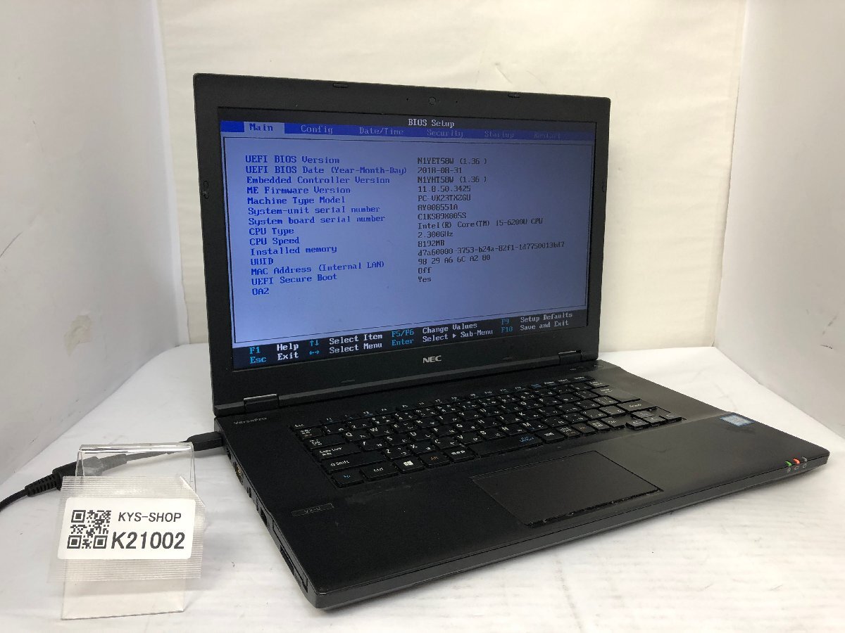ジャンク/ NEC PC-VK23TXZGU Intel Core i5-6200U メモリ8.19GB ストレージ無し 【K21002】拍卖