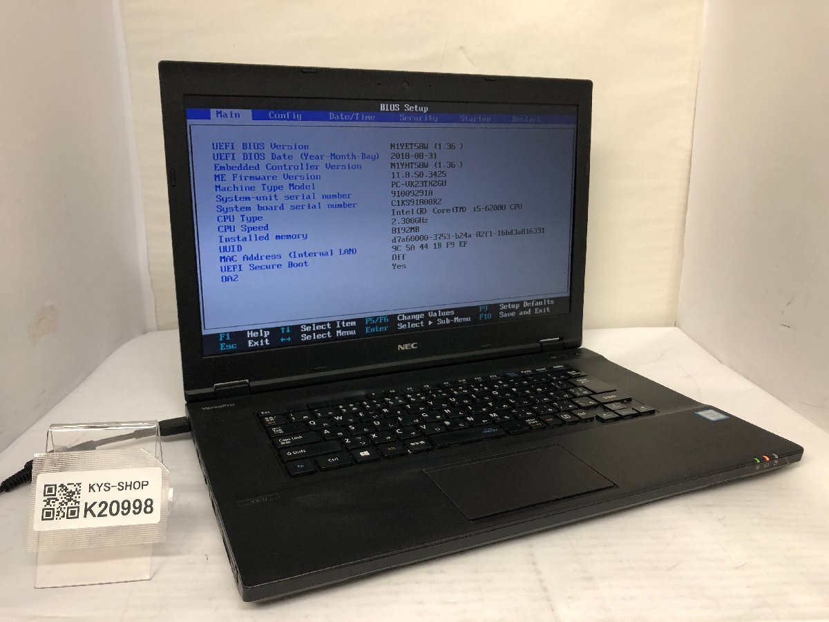 ジャンク/ NEC PC-VK23TXZGU Intel Core i5-6200U メモリ8.19GB ストレージ無し 【K20998】拍卖