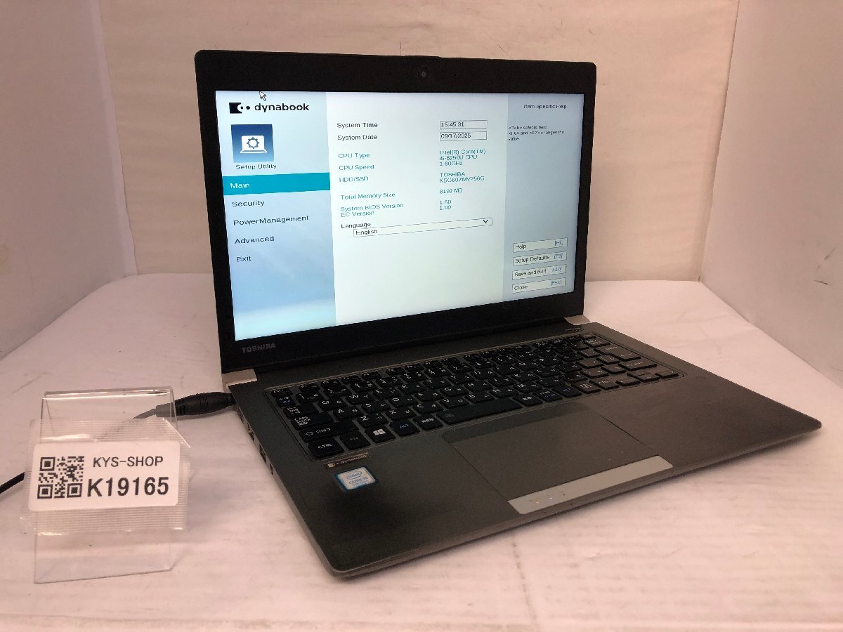 ジャンク/ TOSHIBA dynabook R63/DN PR6DNTC4447BD1 Intel Core i5-8250U メモリ8.19GB SSD256.06GB 【K19165】拍卖