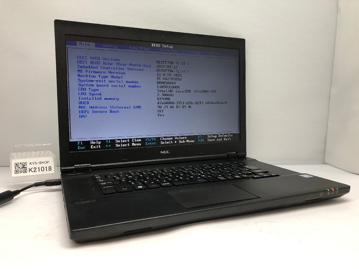 ジャンク/ NEC PC-VK23TXZGU Intel Core i5-6200U メモリ8.19GB ストレージ無し 【K21018】拍卖