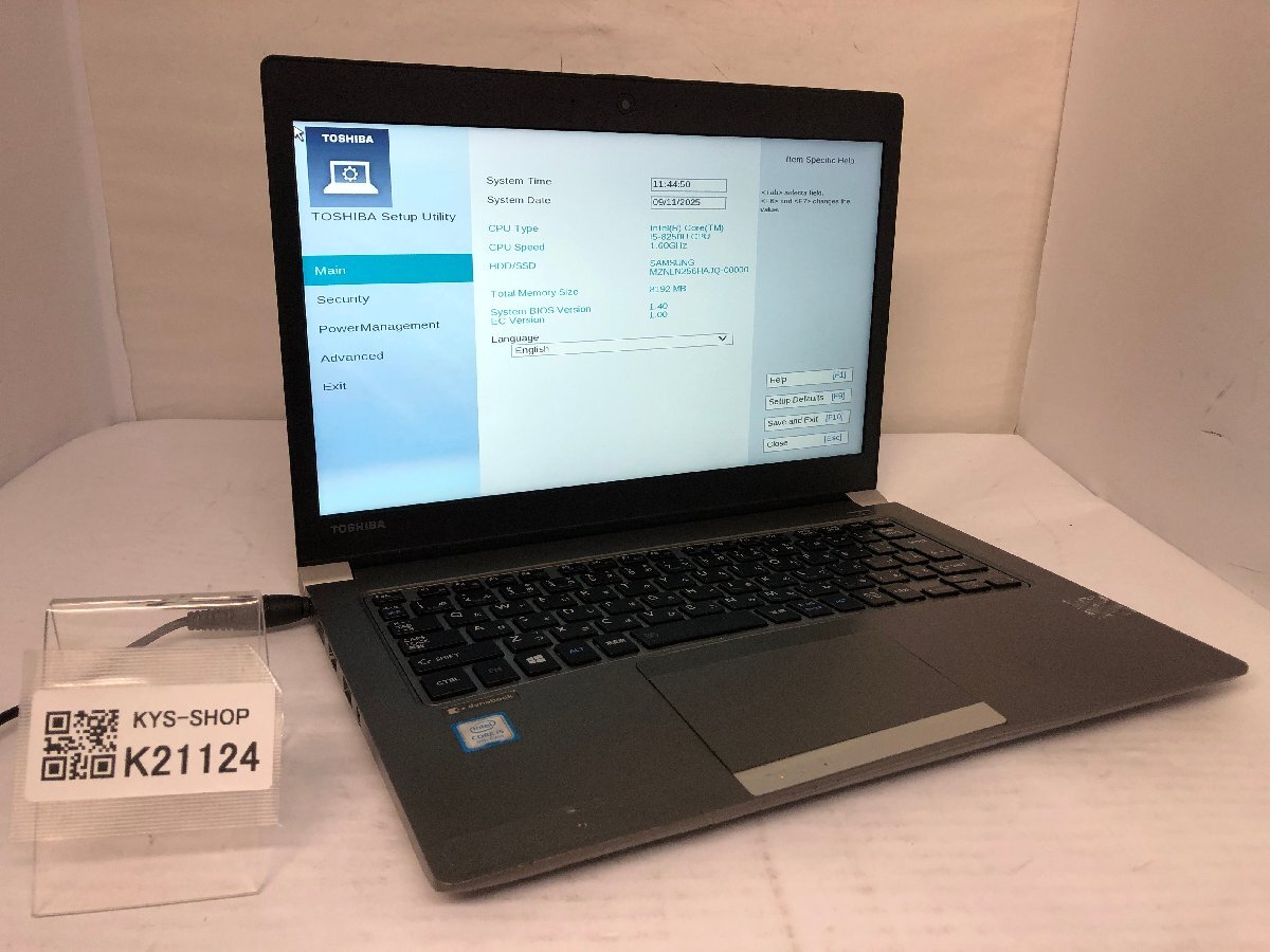 ジャンク/ TOSHIBA dynabook R63/J PR63JTC4447AD11 Intel Core i5-8250U メモリ8.19GB SSD256.06GB 【K21124】拍卖