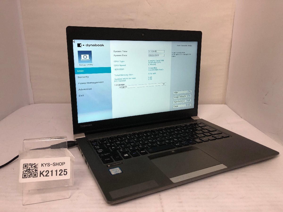 ジャンク/ TOSHIBA dynabook R63/DN PR6DNTC4447BD1 Intel Core i5-8250U メモリ8.19GB SSD256.06GB 【K21125】拍卖
