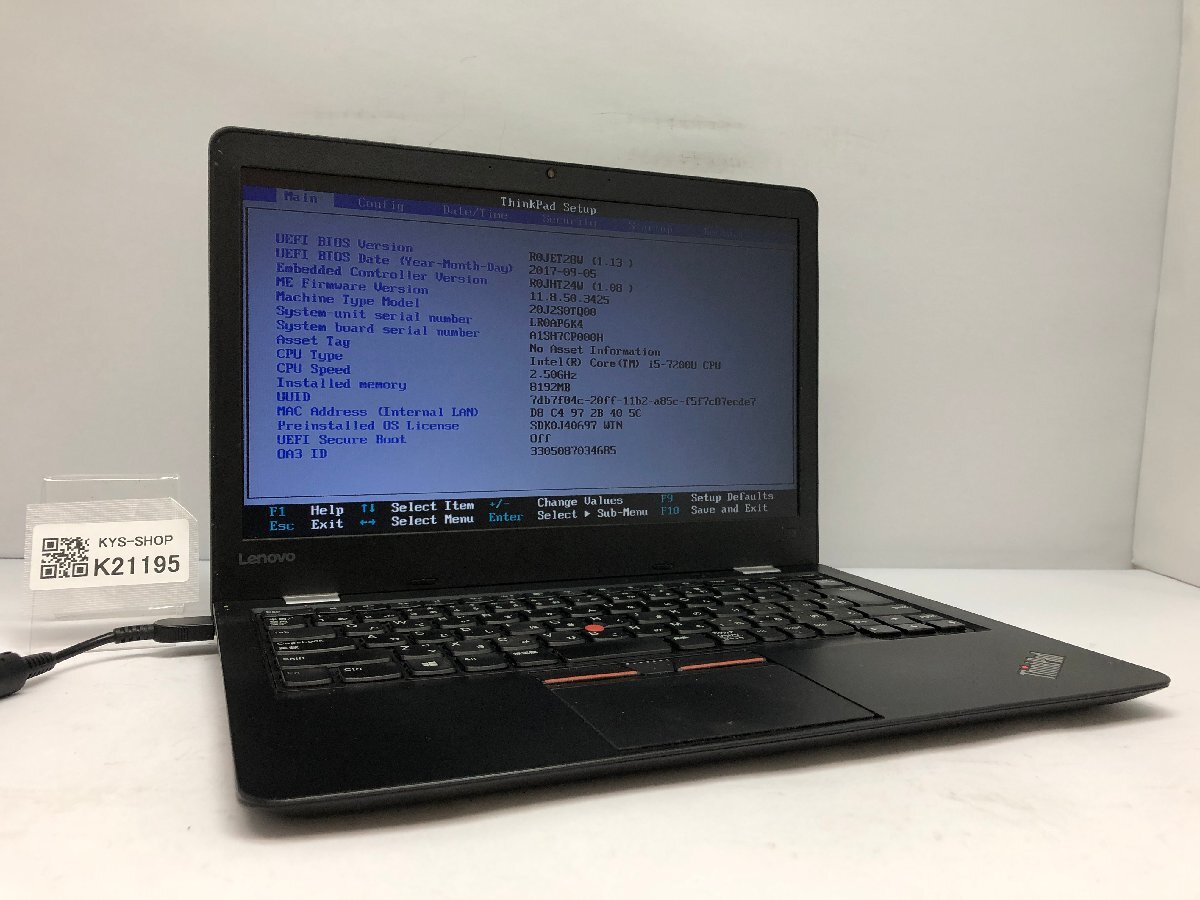 ジャンク/ LENOVO 20J2S0TQ00 ThinkPad 13 2nd Gen Intel Core i5-7200U メモリ8.19GB SSD256.06GB 【K21195】拍卖