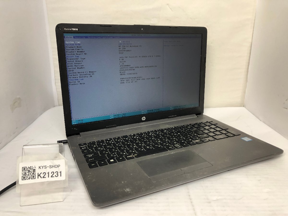 ジャンク/ HP HP 250 G7 Notebook PC Intel Core i5-8265U メモリ8.19GB ストレージ無し 【K21231】拍卖