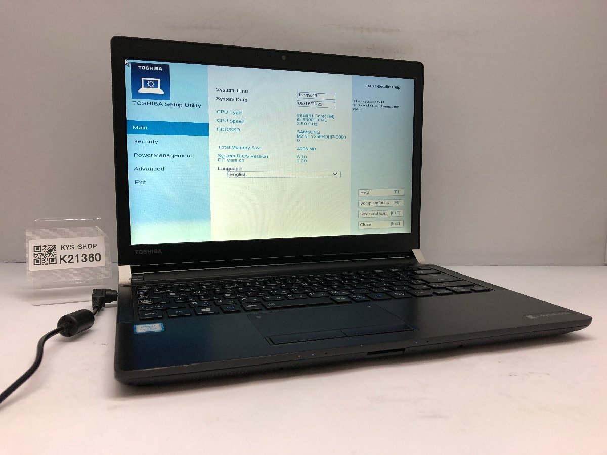 ジャンク/ TOSHIBA dynabook R73/D PR73DBAA34CAD81 Intel Core i5-6300U メモリ4.1GB SSD256.06GB 【K21360】拍卖