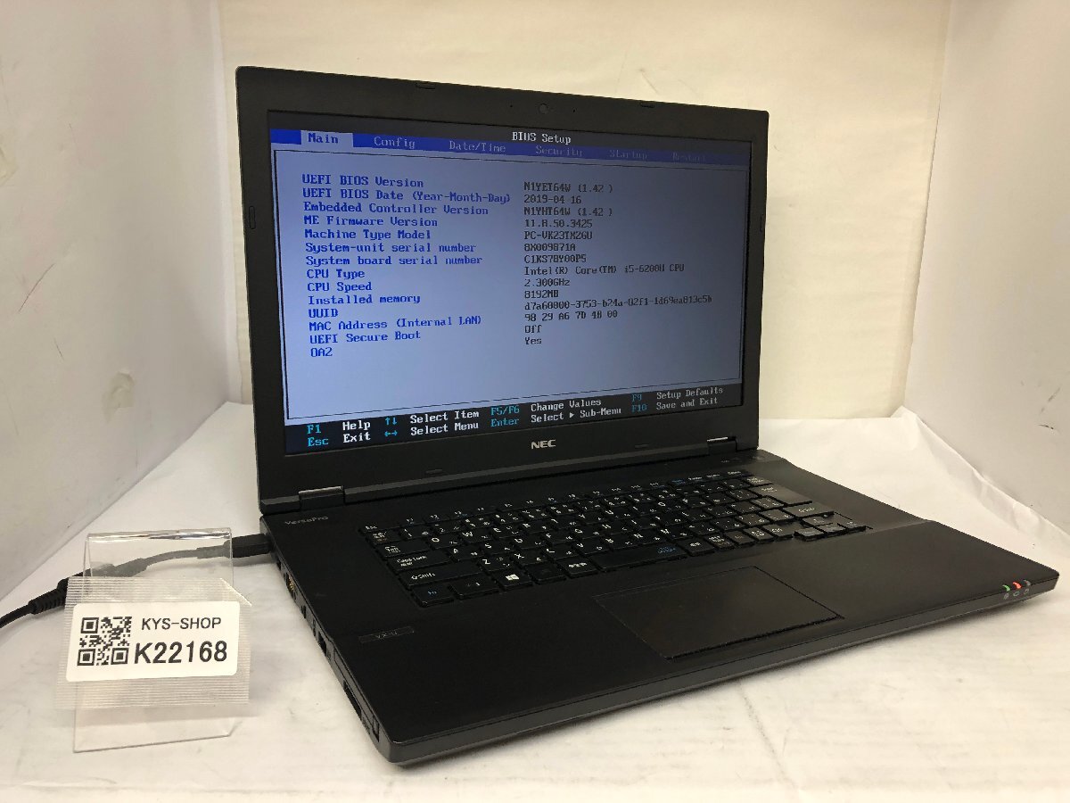 ジャンク/ NEC PC-VK23TXZGU Intel Core i5-6200U メモリ8.19GB ストレージ無し 【K22168】拍卖