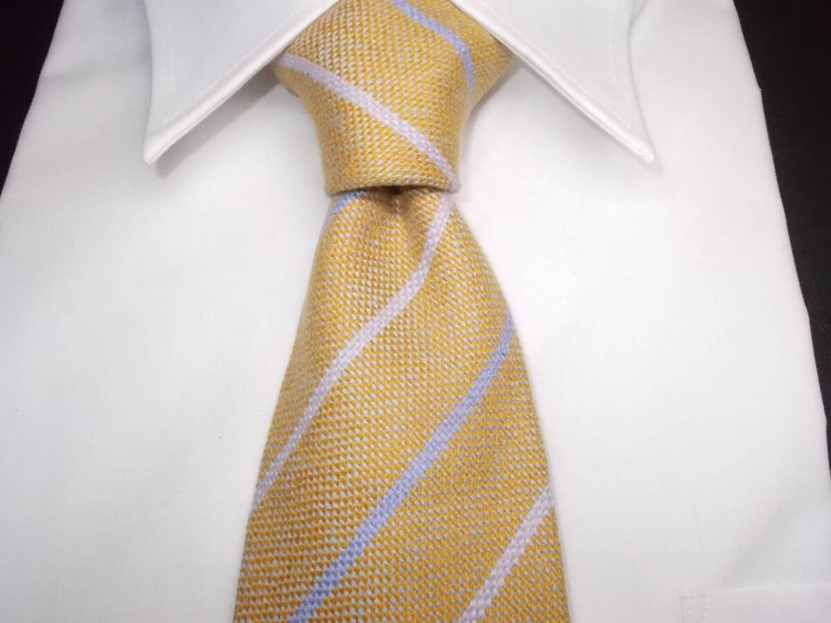 a522◆LUIGI BORRELLI NAPOLI ネクタイ◆ルイジボレッリネクタイカシミア100%素材イタリア製ストライプ柄7I拍卖