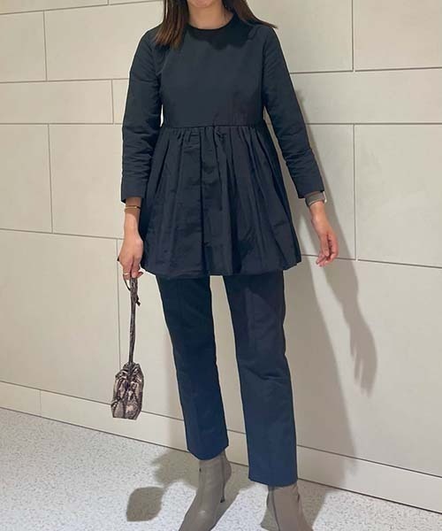 + mila Owen ミラ オーウェン バルーン セットアップ ブラック 黒 ブラウス スラックス パンツ 長袖 +拍卖