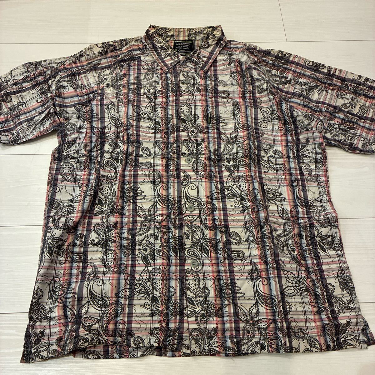バックチャンネル オンブレチェック ペイズリー 総柄 シャツ y2k ストリート 平成 アメカジ 古着 柄シャツ拍卖