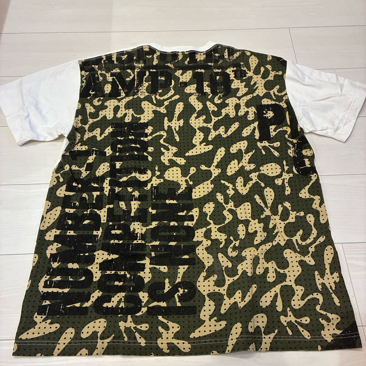 希少 PRODUCT CLASSICS 背面 切替 Tシャツ 迷彩 カモ 総柄 Tシャツ カットソー トップス 半袖 XL バックプリント アメカジ ストリート拍卖