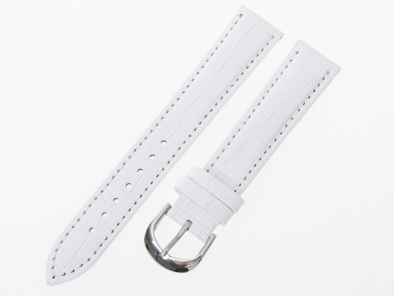 ファション 男女兼用 腕時計 交換用 パーツ 本革製 ワニ革風 ベルト バンド#ホワイト 18MM拍卖