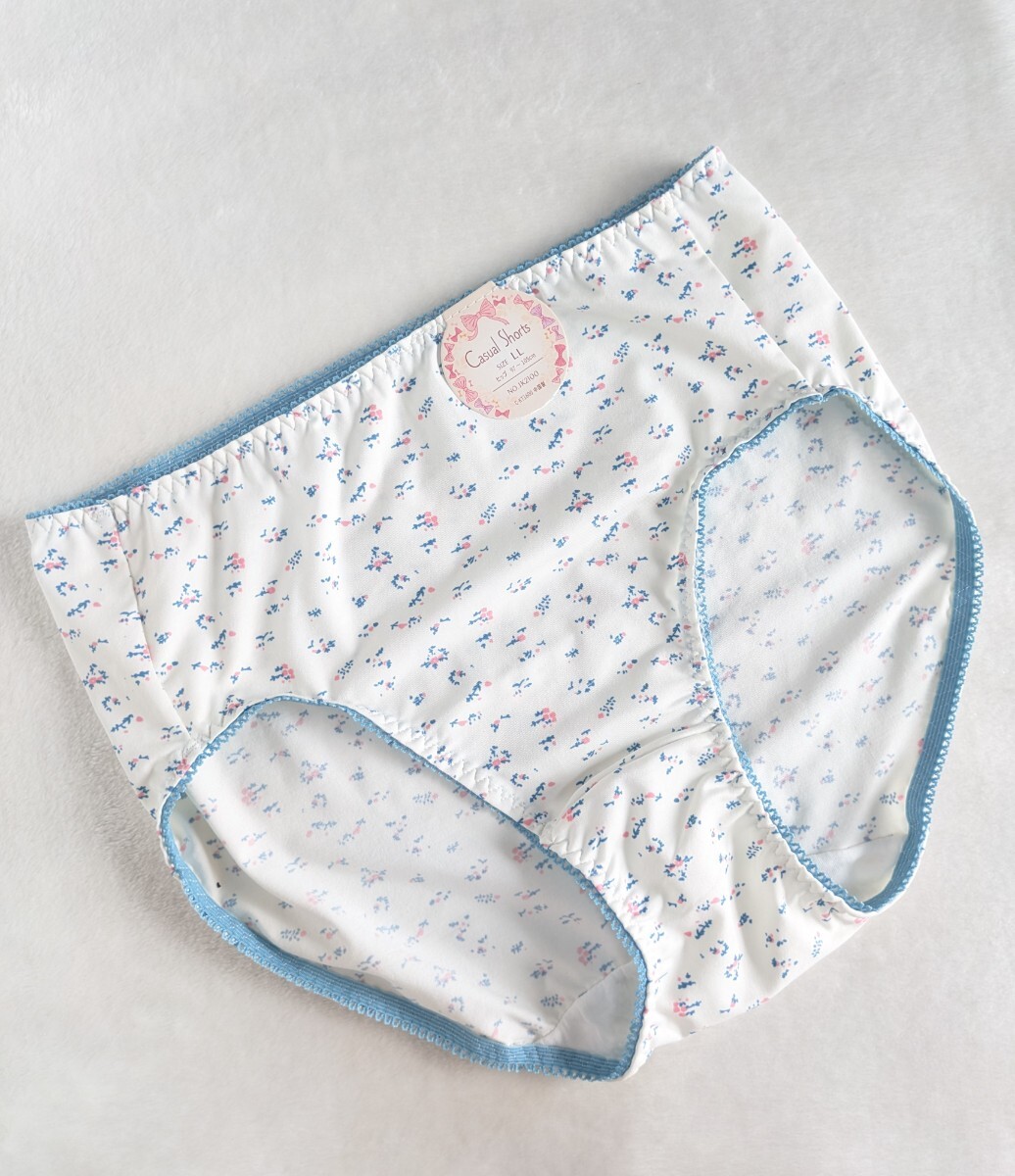 普段使いに☆キュートなパンティLL☆未使用☆☆小花柄☆ゆったり優しい履き心地☆☆ブルー×ホワイト☆匿名配送可☆拍卖
