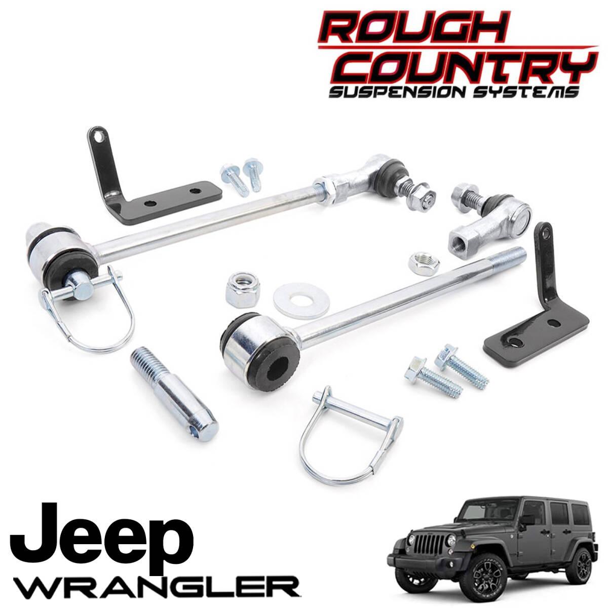 新品 送料無料 即納品 ラフカントリー フロントスウェイバーリンク クイックディスコネクト 3.5~6インチアップ用 ジープ JKラングラー拍卖