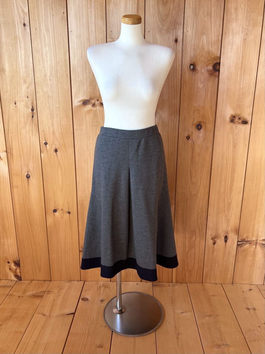 ヴィヴィアンタム/VIVIENNE TAM/スカート/膝下丈/ゴムウエスト/グレー×ネイビー/0/SM/裏地付き/ウール/良品美品/日本製拍卖