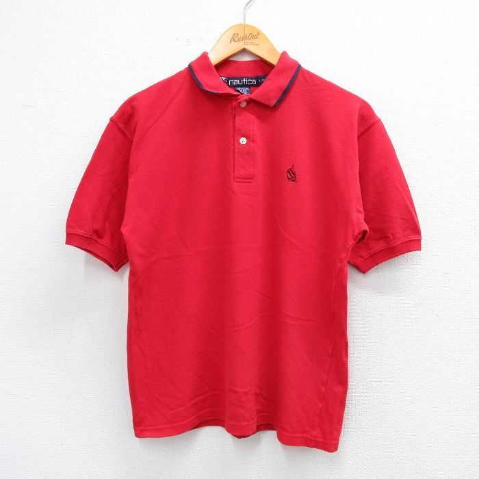 古着 ノーティカ 半袖 ブランド ポロ シャツ キッズ ボーイズ 子供服 90s ワンポイントロゴ 鹿の子 コットン 赤 レッド 25sep03拍卖