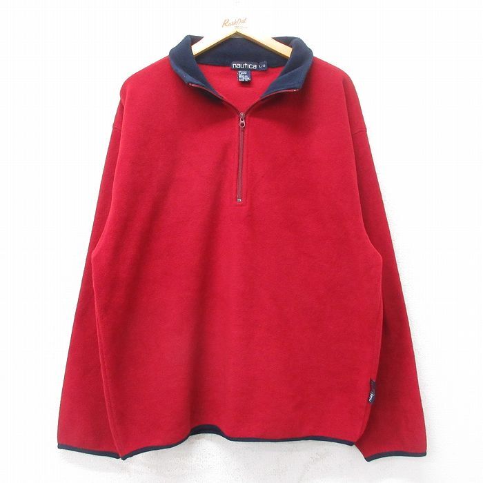 L/古着 ノーティカ 長袖 ブランド ハーフジップ フリース ジャケット メンズ 90s 赤他 レッド 25sep03 中古 アウター拍卖