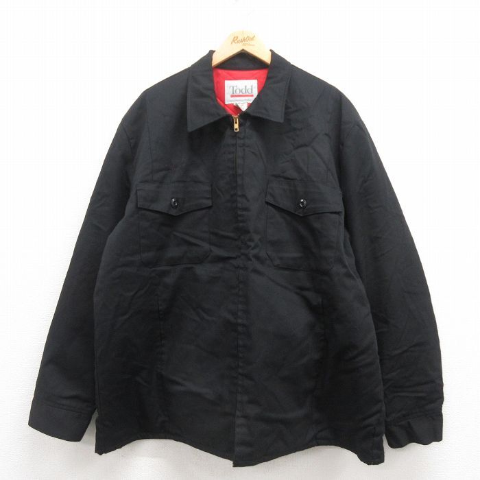 XL/古着 長袖 ワーク ジャケット メンズ 90s 大きいサイズ 黒 ブラック 内側キルティング 25sep04 中古 アウター ジャンパー ブルゾン拍卖