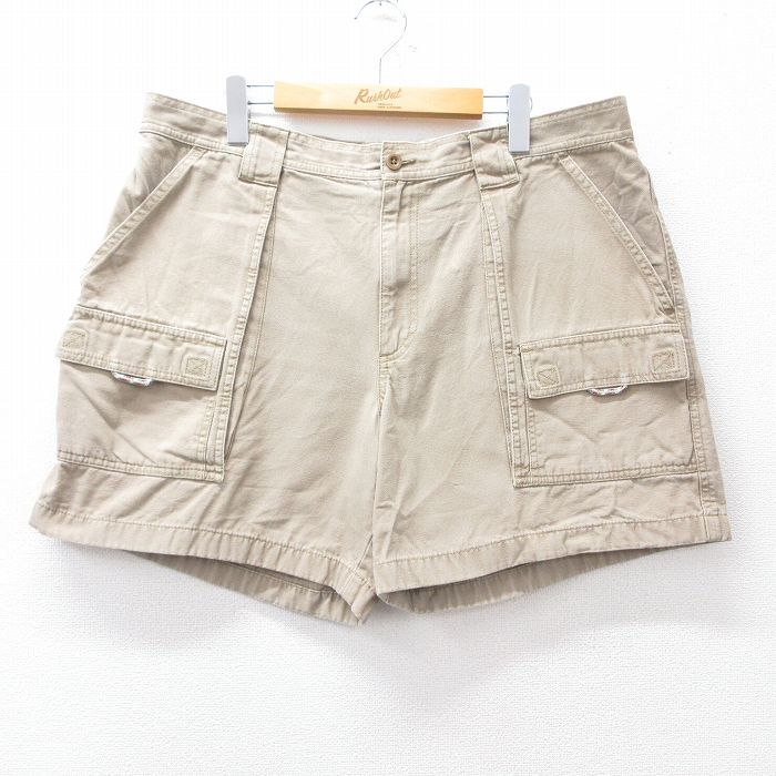 W38/古着 エルエルビーン LLBEAN ショート ブッシュ パンツ ショーツ メンズ 00s ダック地 コットン ベージュ カーキ 25sep02 中古 ボトム拍卖