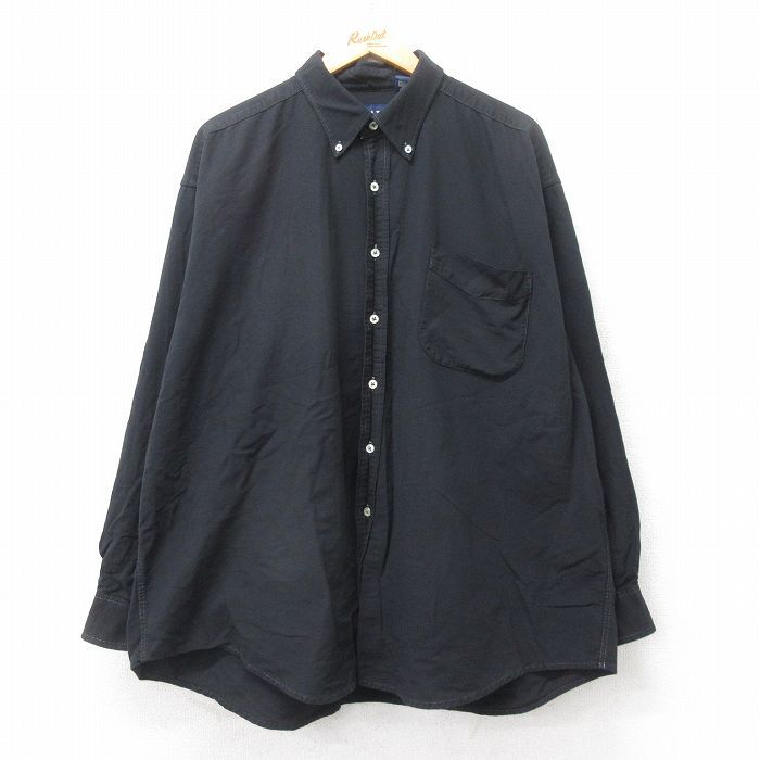 XL/古着 ギャップ GAP 長袖 ブランド シャツ メンズ 90s 大きいサイズ コットン ボタンダウン 黒 ブラック spe 25sep03 中古 トップス拍卖