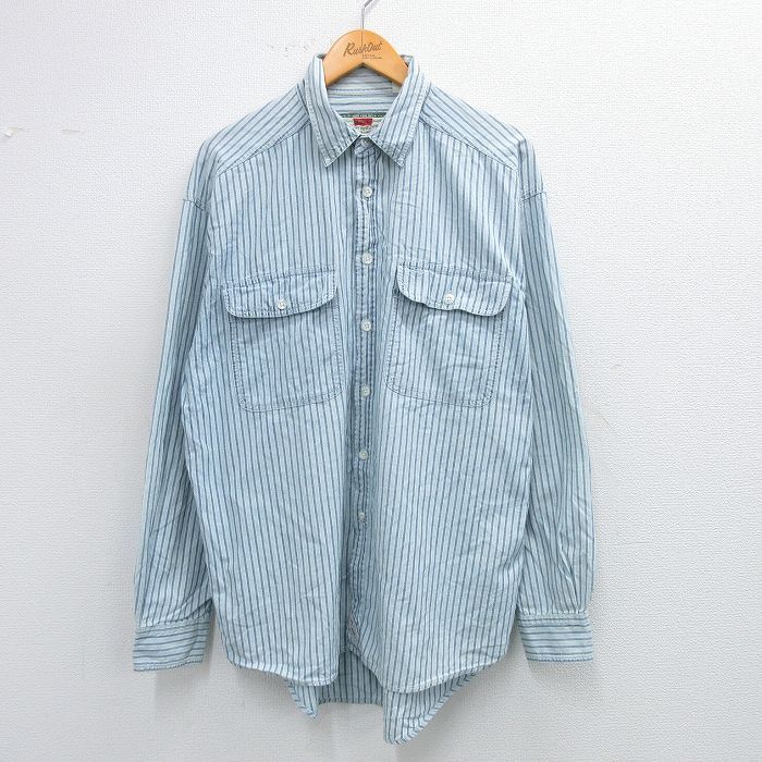 XL/古着 リーバイス Levis 長袖 ブランド シャツ メンズ 00s コットン 薄紺他 ネイビー ストライプ 25sep02 中古 トップス拍卖