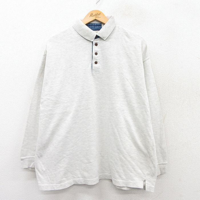 XL/古着 長袖 ポロ シャツ メンズ 00s コットン 薄グレー 霜降り 25sep01 中古 トップス拍卖