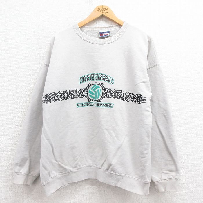 XL/古着 ヘインズ 長袖 スウェット メンズ 00s バレーボール クルーネック 薄グレー 25aug29 中古 スエット トレーナー トップス拍卖