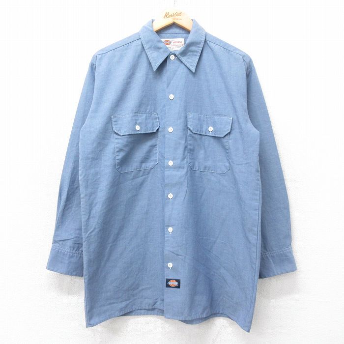L/古着 ディッキーズ Dickies 長袖 シャンブレー シャツ メンズ 00s 薄紺 ネイビー 25sep01 中古 トップス拍卖