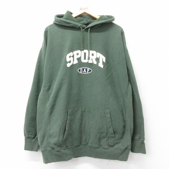 XL/古着 ギャップ GAP 長袖 スウェット パーカー メンズ 00s ワンポイントロゴ SPORT 緑 グリーン spe 25sep03 中古 スエット トレーナー拍卖