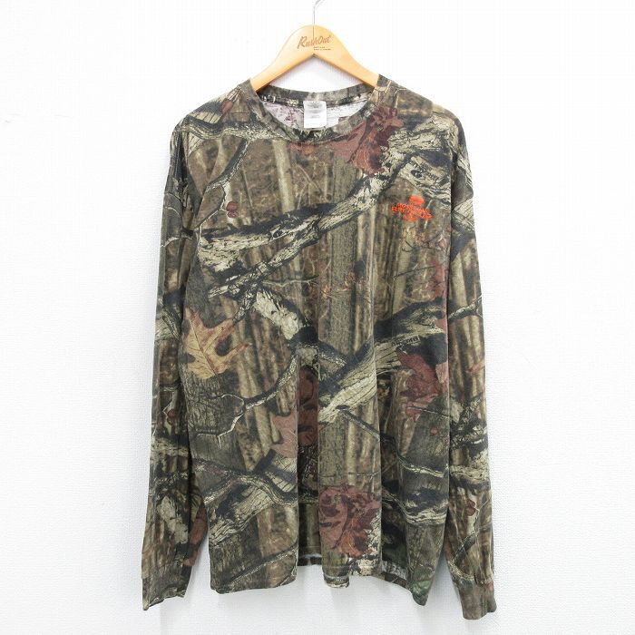 XL/古着 長袖 ビンテージ Tシャツ メンズ 00s モッシーオーク 大きいサイズ コットン クルーネック 濃緑他 グリーン 迷彩 25sep04 中古拍卖