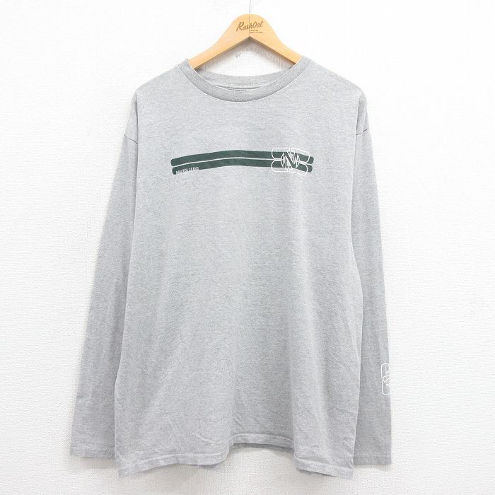 XL/古着 ノーティカ 長袖 ブランド Tシャツ メンズ ビッグロゴ クルーネック グレー 霜降り 25aug29 中古拍卖