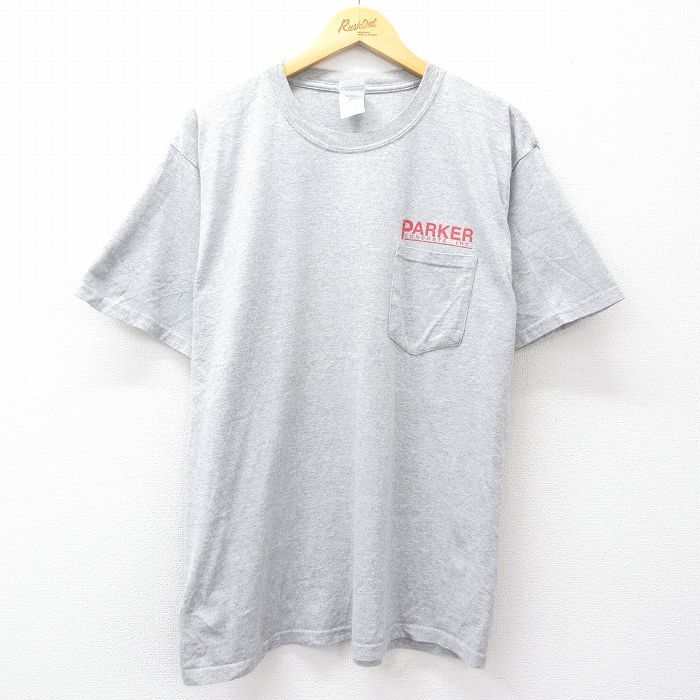 L/古着 半袖 ビンテージ Tシャツ メンズ 00s PARKER 胸ポケット付き クルーネック グレー 霜降り 25sep01 中古拍卖