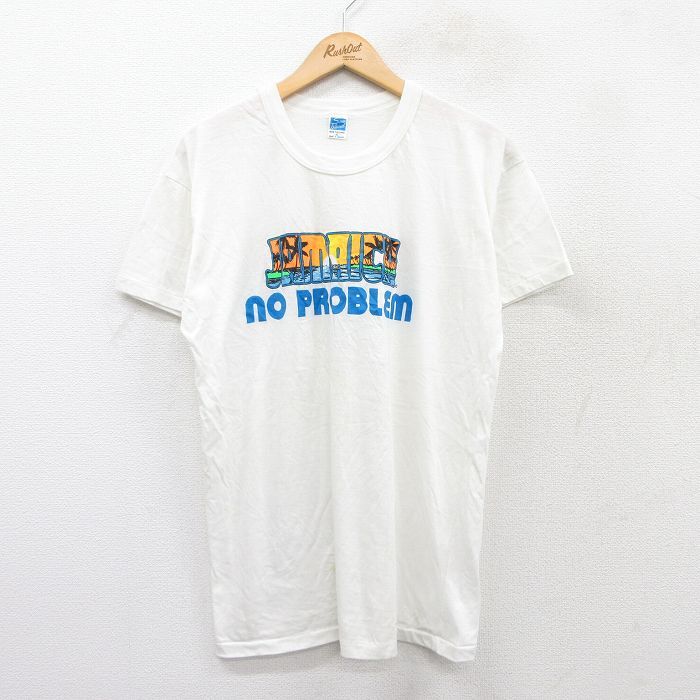 L/古着 半袖 ビンテージ Tシャツ メンズ 80s ジャマイカ クルーネック 白 ホワイト 25sep03 中古拍卖