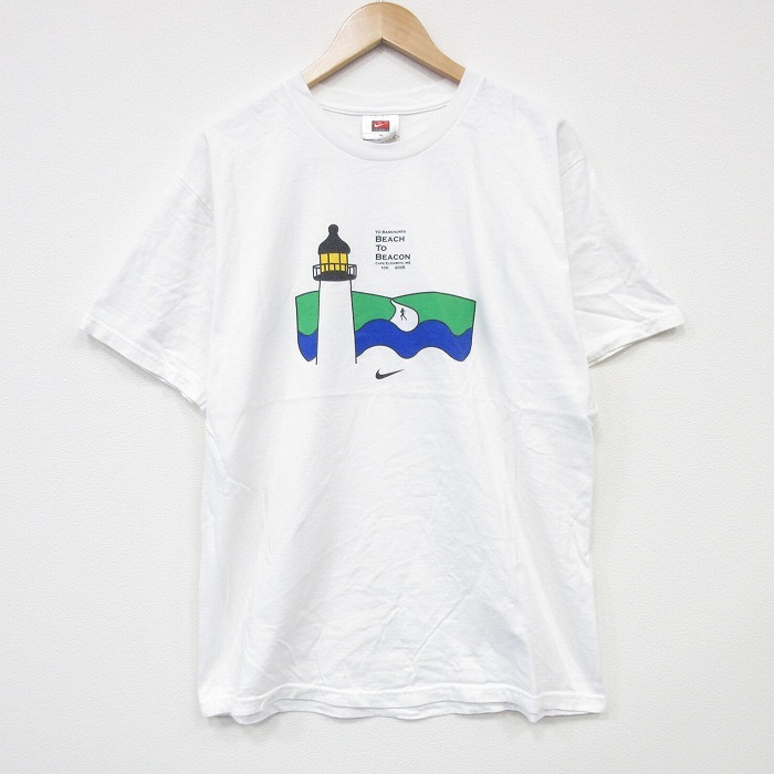 L/古着 ナイキ NIKE 半袖 ビンテージ Tシャツ メンズ 00s 灯台 コットン クルーネック 白 ホワイト 25sep02 中古拍卖
