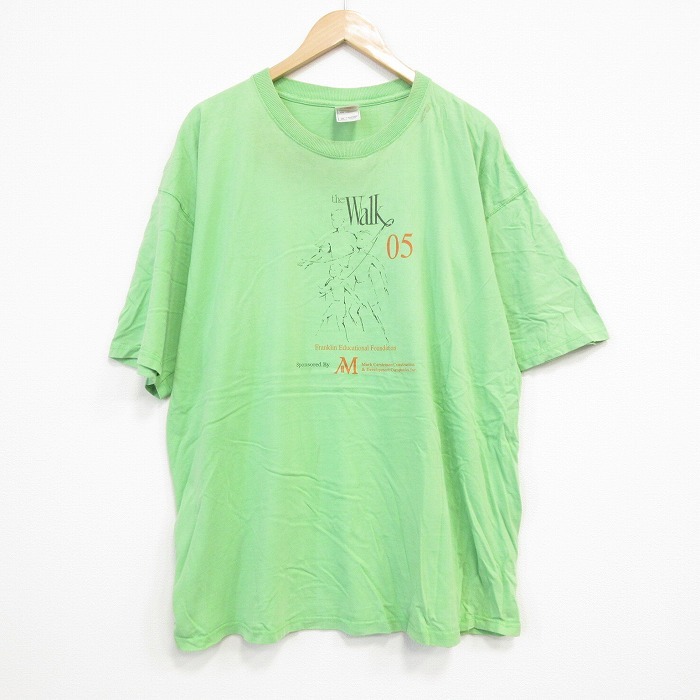 XL/古着 半袖 ビンテージ Tシャツ メンズ 00s Walk 大きいサイズ コットン クルーネック 黄緑 25sep01 中古拍卖