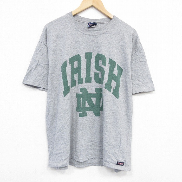 XL/古着 ジャンスポーツ 半袖 ビンテージ Tシャツ メンズ 90s アイリッシュ クルーネック グレー 霜降り 25sep01 中古拍卖