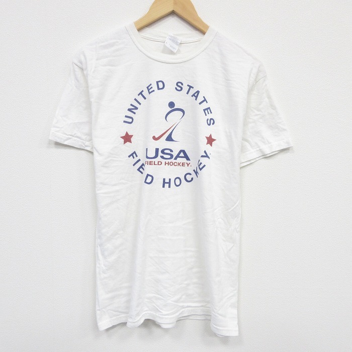 L/古着 半袖 ビンテージ Tシャツ メンズ 00s フィールドホッケー コットン クルーネック 白 ホワイト 25sep01 中古拍卖
