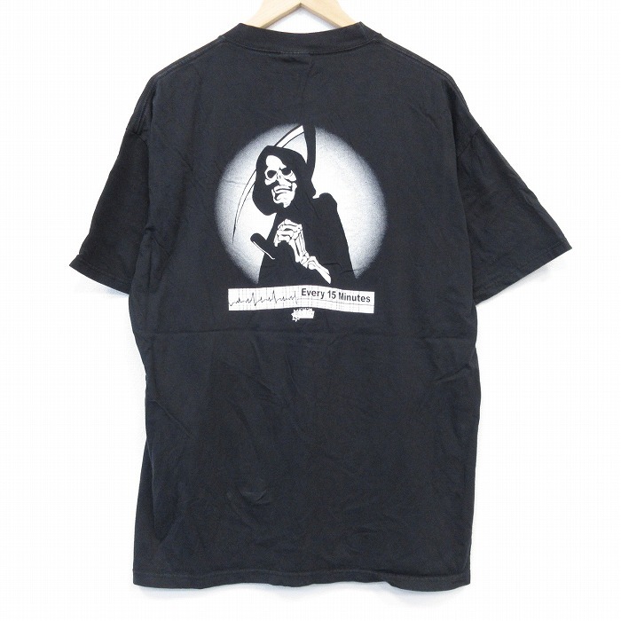 XL/古着 ヘインズ 半袖 ビンテージ Tシャツ メンズ 00s 死神 コットン クルーネック 黒 ブラック 25sep02 中古拍卖