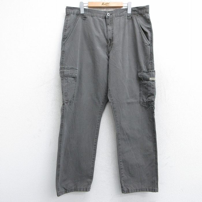 W38/古着 ラングラー カーゴ パンツ メンズ リップストップ コットン 濃グレー 25sep06 中古 ボトムス ロング拍卖
