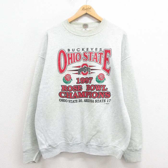 XL/古着 フルーツオブザルーム 長袖 スウェット メンズ 90s オハイオ クルーネック 薄グレー 霜降り 25sep05 中古 スエット トレーナー ト拍卖