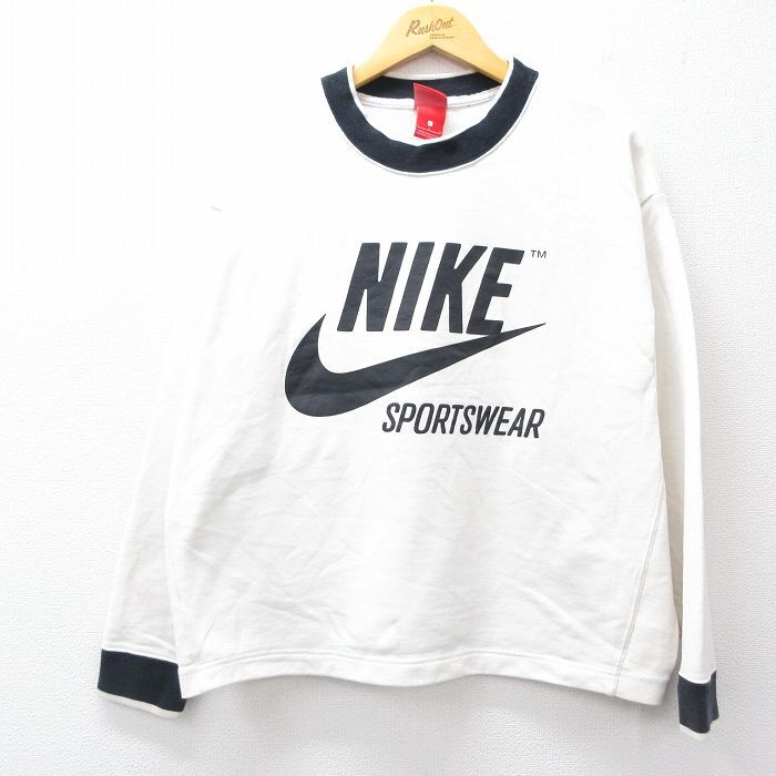 XL/古着 ナイキ NIKE 長袖 スウェット メンズ ビッグロゴ ロング丈 白他 ホワイト 25sep08 中古 スエット トレーナー トップス拍卖