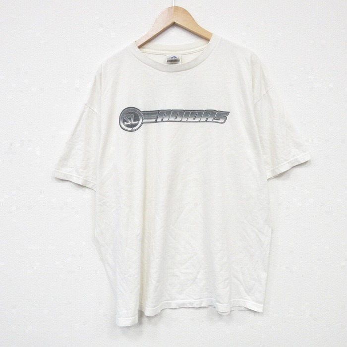XL/古着 アディダス adidas 半袖 ビンテージ Tシャツ メンズ 00s ビッグロゴ 大きいサイズ コットン クルーネック 白 ホワイト 25sep06 中拍卖