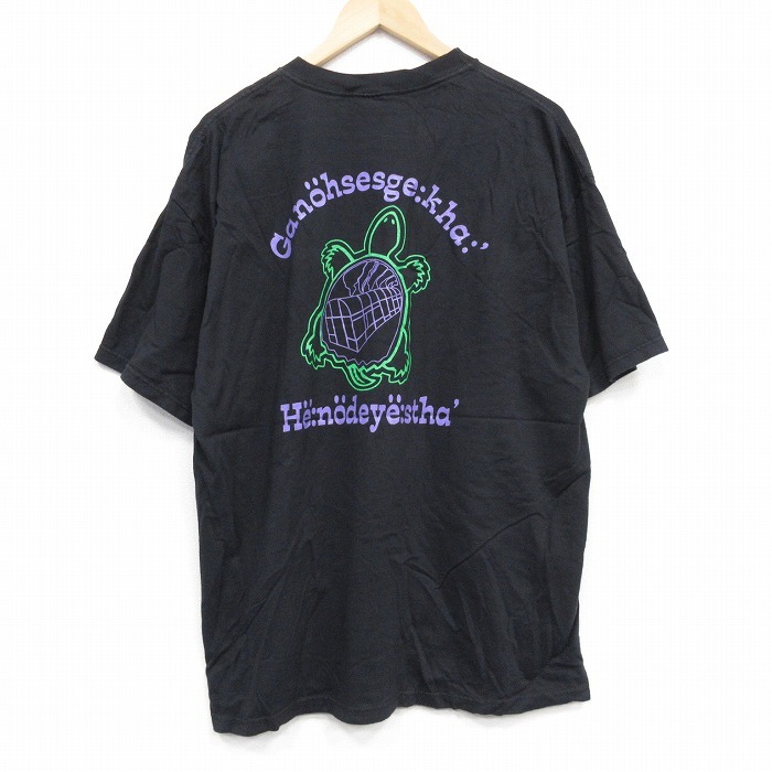 XL/古着 半袖 ビンテージ Tシャツ メンズ 00s カメ 大きいサイズ コットン クルーネック 黒 ブラック 25sep09 中古拍卖